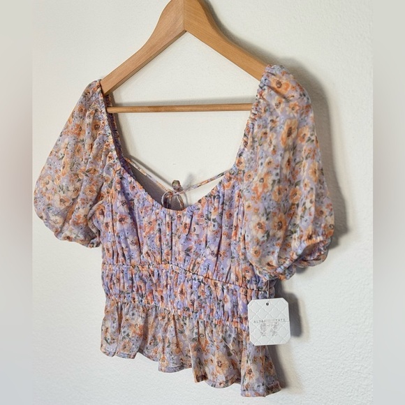 NWT Altar’d State Floral Cropped Babydoll Top – Size Small - Picture 6 of 7